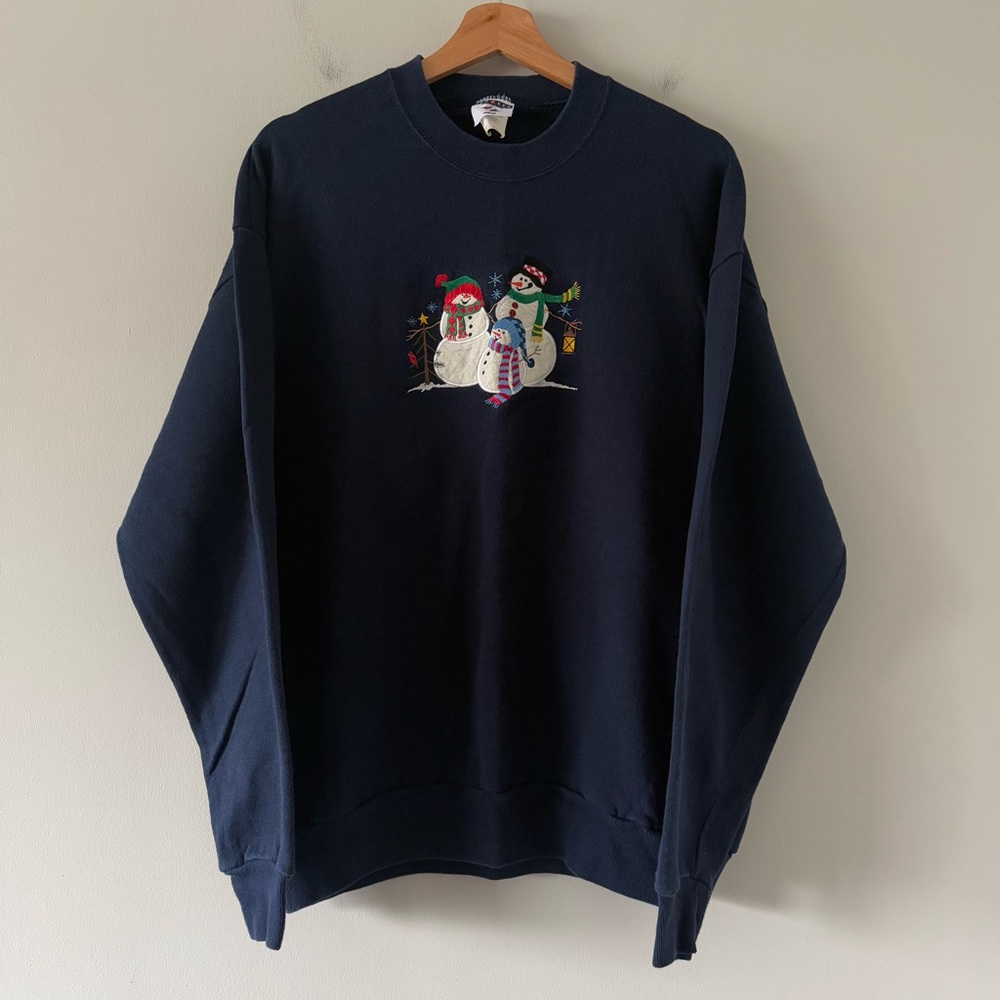 Vintage Jerzees Crew Neck Sweater Womens‎ XL Snowman Holiday Christmas Pullover
